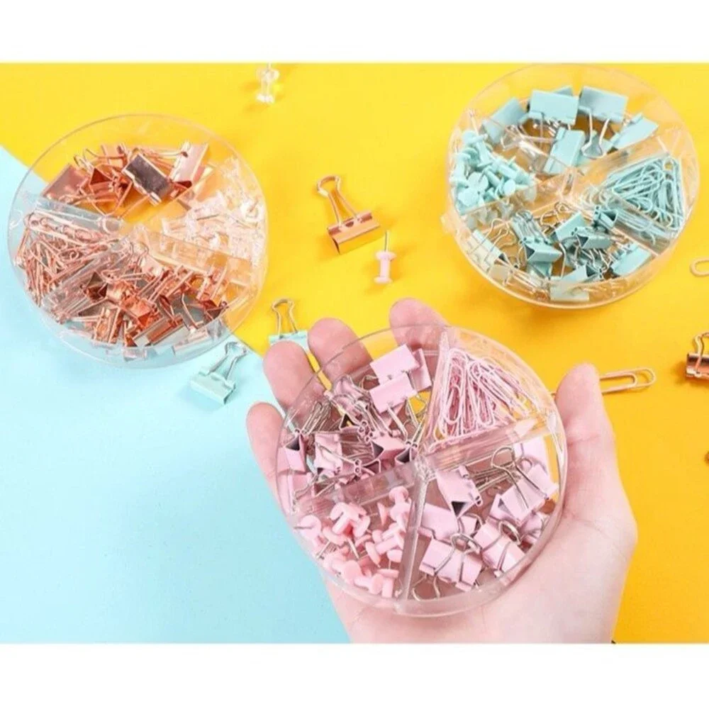 Gold Binder Clips Paper Clips Push Pins Set Home Office School Supplies Dorm NEW